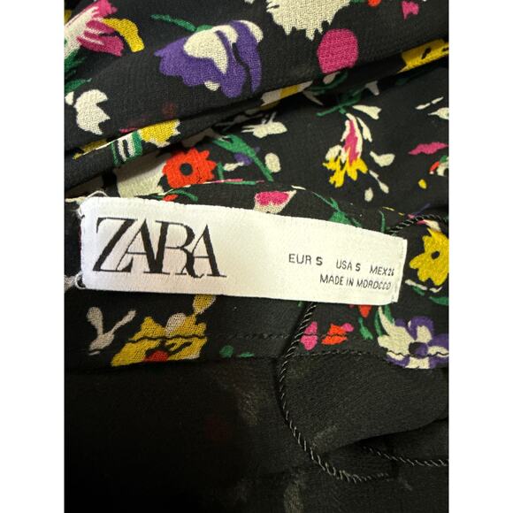 Zara Women's Multicolor Floral Off The Shoulder Long Sleeve Blouse Top Size S - Picture 5 of 6